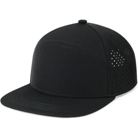 Mens flat brim snapback hat adjustable quick dry laser cut baseball cap - Picture 2 of 7